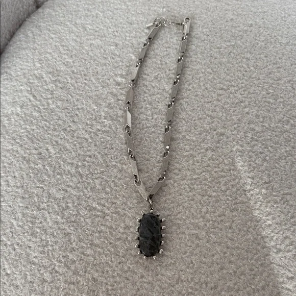 Zara necklace stack Silver-Tone Layered Chain Necklace with Black Stone Pendant - Picture 4 of 5
